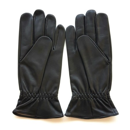 Gants en cuir d'Agneau Noirs Milo Doublure en Cachemire.