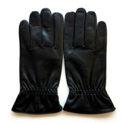 Gants en cuir d'Agneau Noirs Milo Doublure en Cachemire.
