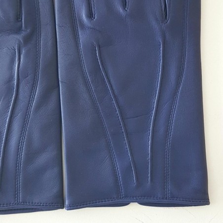Gants en Cuir d'Agneau Blue berry Steeve Doublés Soie.