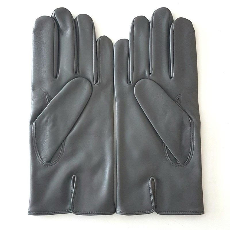 Gants en Cuir d'Agneau Charcoal Steeve Doublés Soie.