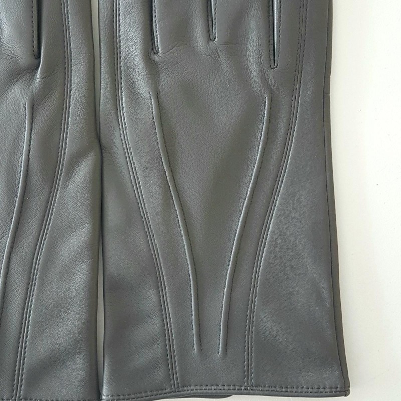 Gants en Cuir d'Agneau Charcoal Steeve Doublés Soie.