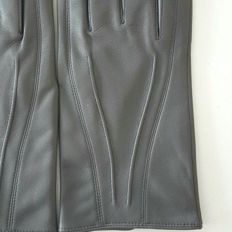Gants en Cuir d'Agneau Charcoal Steeve Doublés Soie.