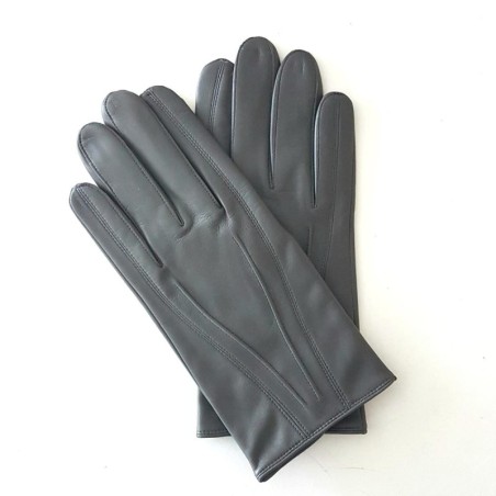 Gants en Cuir d'Agneau Charcoal Steeve Doublés Soie.