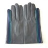Gants en Cuir d'Agneau Gris Myrtille Vert Akano Doublés Soie.