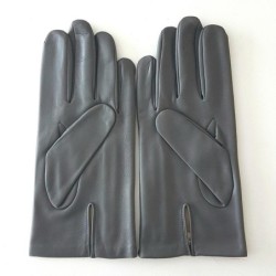 Gants en Cuir d'Agneau Gris Myrtille Vert Akano Doublés Soie.