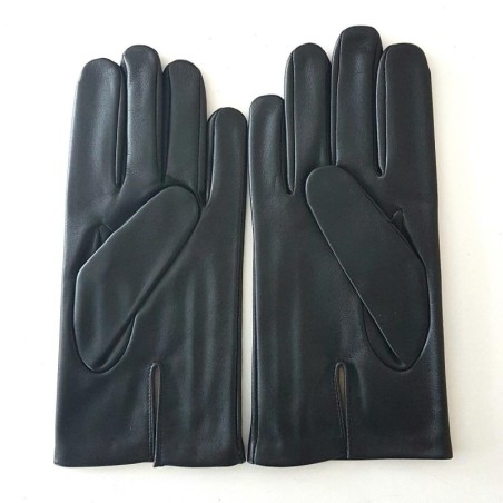 Gants en Cuir d'Agneau Noir Cognac Tobacco Akano Doublés Soie.