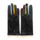 Leather gloves of lamb black and multi-colored "MARIE-HELENE"