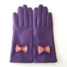Gants en Cuir d'Agneau Amethyste Rose Antique Blossom Anna Doublé soie
