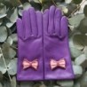Gants en Cuir d'Agneau Amethyste Rose Antique Blossom Anna Doublé soie