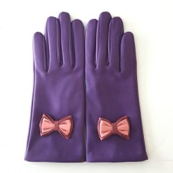 Gants en Cuir d'Agneau Amethyste Rose Antique Blossom Anna Doublé soie