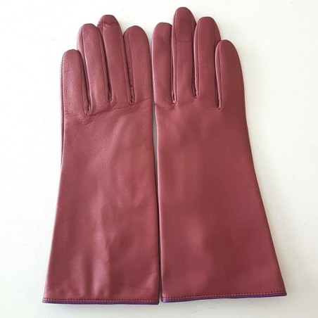 Gants en Cuir d'Agneau Rose Antique Amethyste Jacinthe Doublés Soie