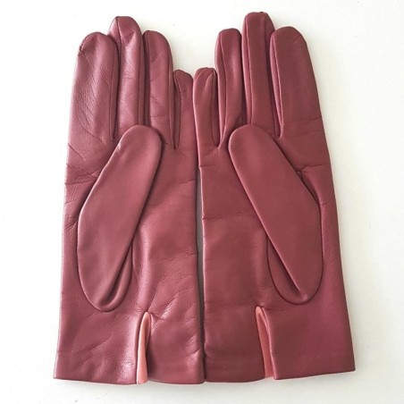 Gants en Cuir d'Agneau Rose Antique Blossom Mia Doublé soie