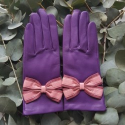 Gants Cuir d'Agneau Améthyste Rose Antique Blossom Sofia Doublé soie