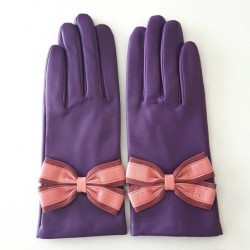 Gants Cuir d'Agneau Améthyste Rose Antique Blossom Sofia Doublé soie