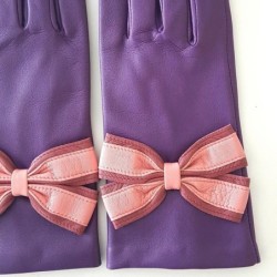Gants Cuir d'Agneau Améthyste Rose Antique Blossom Sofia Doublé soie