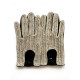 Leather gloves of lamb and cotton hook black and beige "AUGUSTIN"