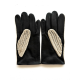 Leather gloves of lamb and cotton hook black and beige "AUGUSTIN"