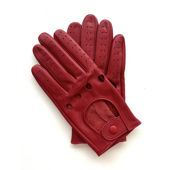 Gants en cuir d'agneau rouge "AYRTON".