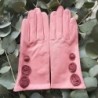 Gants en Cuir d'Agneau Blossom Rose Antique Lila Doublé soie