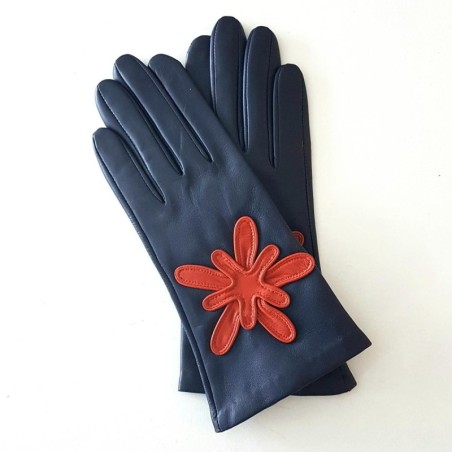 Gants en Cuir d'Agneau Blue Berry Chilly Stelo Doublés Soie.