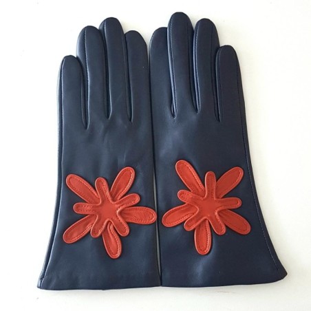 Gants en Cuir d'Agneau Blue Berry Chilly Stelo Doublés Soie.