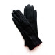 Gants en cuir d'agneau noir et rouge "JACINTHE".