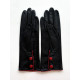 Gants en cuir d'agneau noir et rouge "JACINTHE".