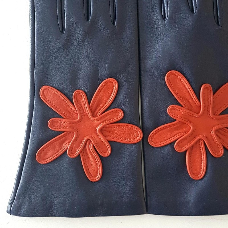 Gants en Cuir d'Agneau Blue Berry Chilly Stelo Doublés Soie.