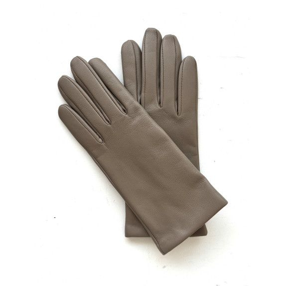 Gants en cuir d'agneau putty "CAPUCINE".