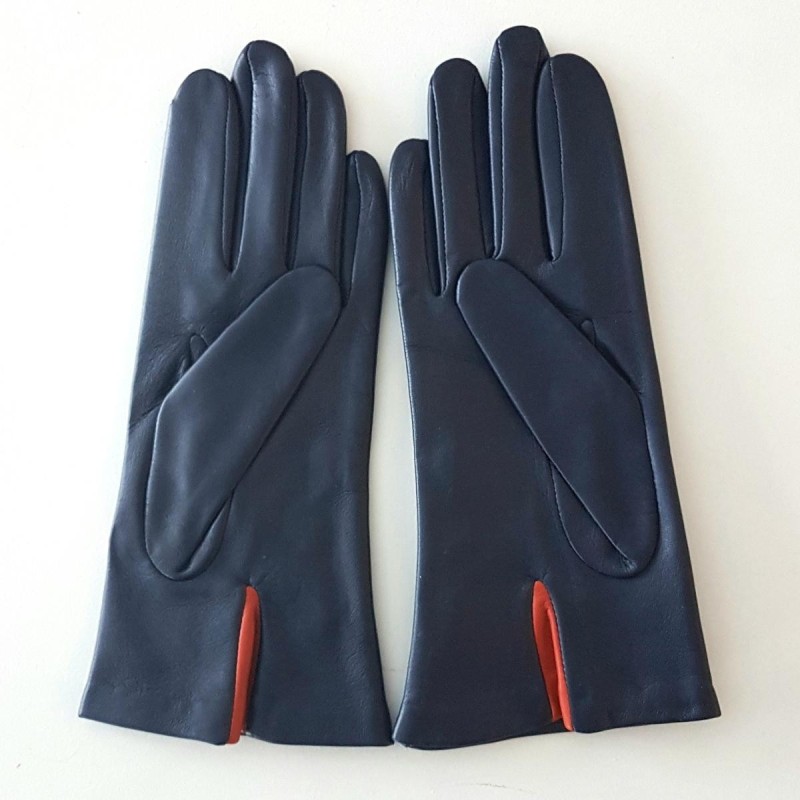 Gants en Cuir d'Agneau Blue Berry Chilly Stelo Doublés Soie.