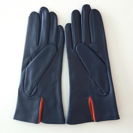 Gants en Cuir d'Agneau Blue Berry Chilly Stelo Doublés Soie.
