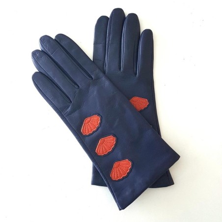 Gants en Cuir d'Agneau Blue Berry Chilly Coaja Doublés Soie.
