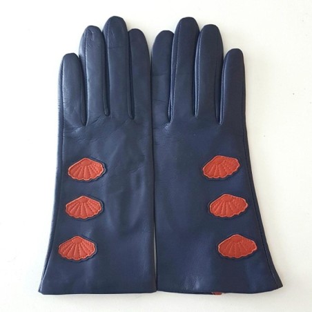 Gants en Cuir d'Agneau Blue Berry Chilly Coaja Doublés Soie.