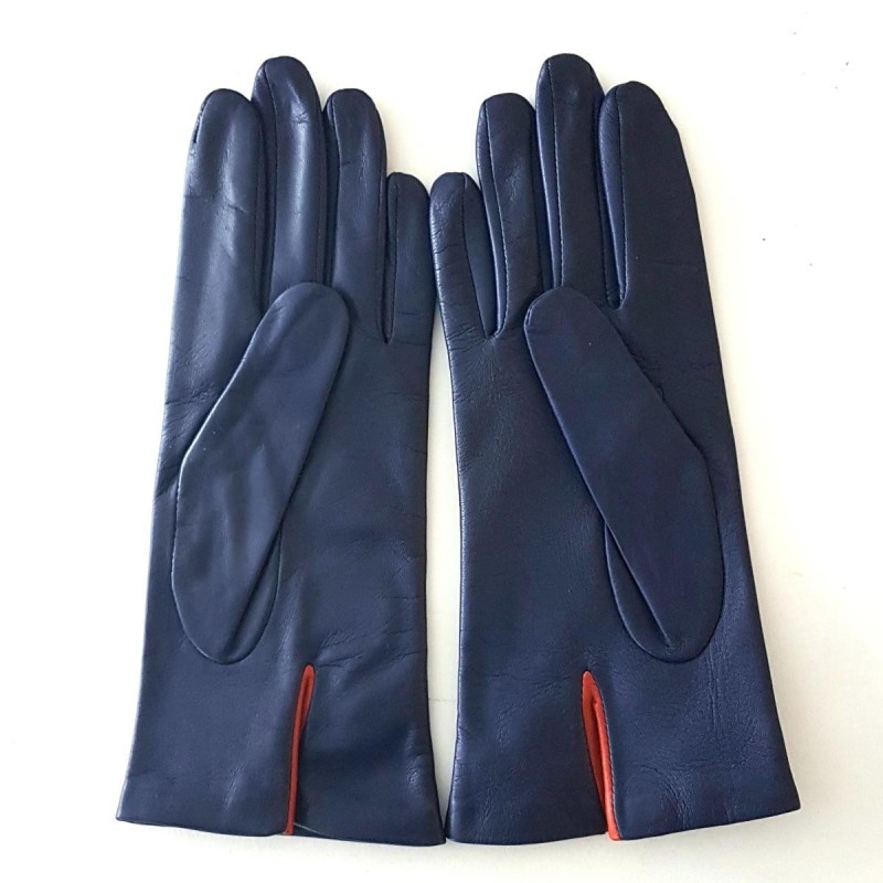 Gants en Cuir d'Agneau Blue Berry Chilly Coaja Doublés Soie.