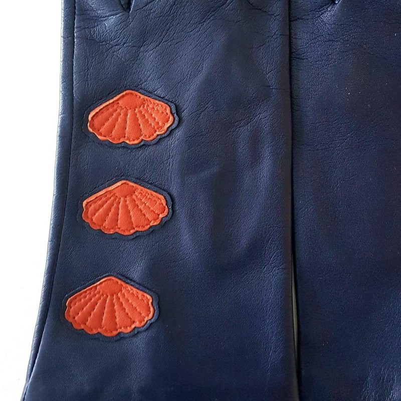 Gants en Cuir d'Agneau Blue Berry Chilly Coaja Doublés Soie.