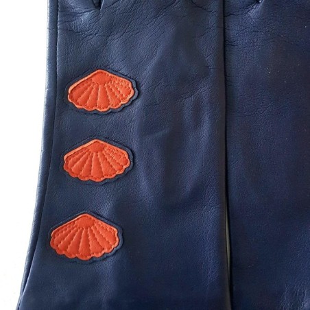 Gants en Cuir d'Agneau Blue Berry Chilly Coaja Doublés Soie.