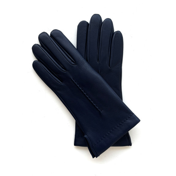 Gants en cuir d'agneau indigo "THERESE".