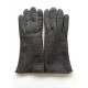 Leather gloves of sherling grey "ANASTASIA".