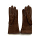 Leather gloves of sherling brown "ANASTASIA".