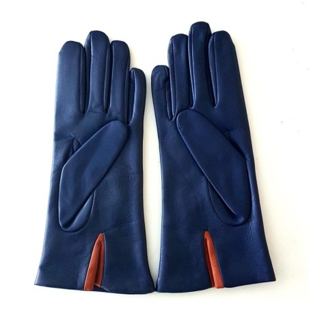 Gants en Cuir d'Agneau Blue Berry Cognac Bolla Doublés Soie.