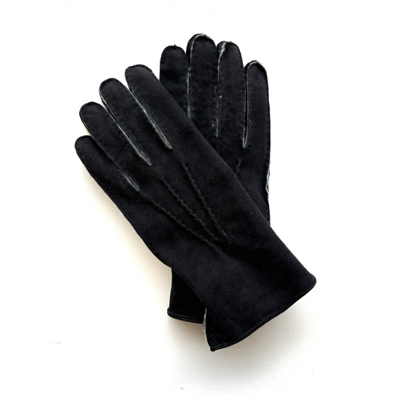 Leather gloves of shearling black "IGOR ".