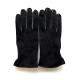 Gants en cuir d'agneau lainé noir "IGOR".