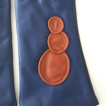 Gants en Cuir d'Agneau Blue Berry Cognac Bolla Doublés Soie.