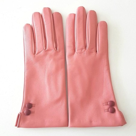Gants en Cuir d'Agneau Blossom Rose Antique Clémentine Doublés en Soie