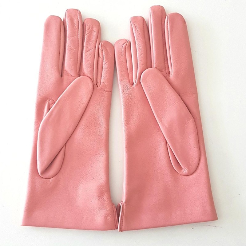 Gants en Cuir d'Agneau Blossom Rose Antique Clémentine Doublés en Soie