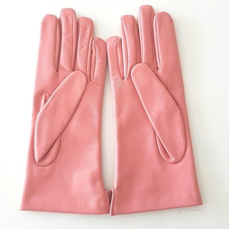 Gants en Cuir d'Agneau Blossom Rose Antique Clémentine Doublés en Soie