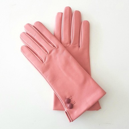 Gants en Cuir d'Agneau Blossom Rose Antique Clémentine Doublés en Soie