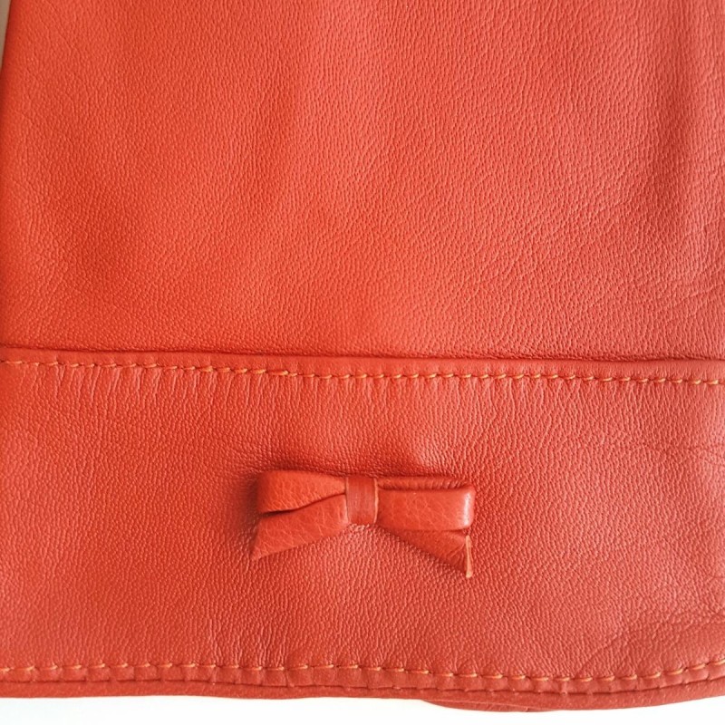 Gants en Cuir d'Agneau Orange Anémone Doublés Soie.
