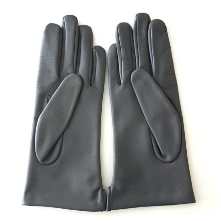 Gants en Cuir d'Agneau Charcoal Amethyste Clémentine Doublés Soie