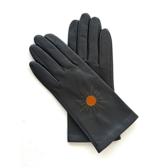 Leather gloves of lamb charcoal and maize "Taiyo"